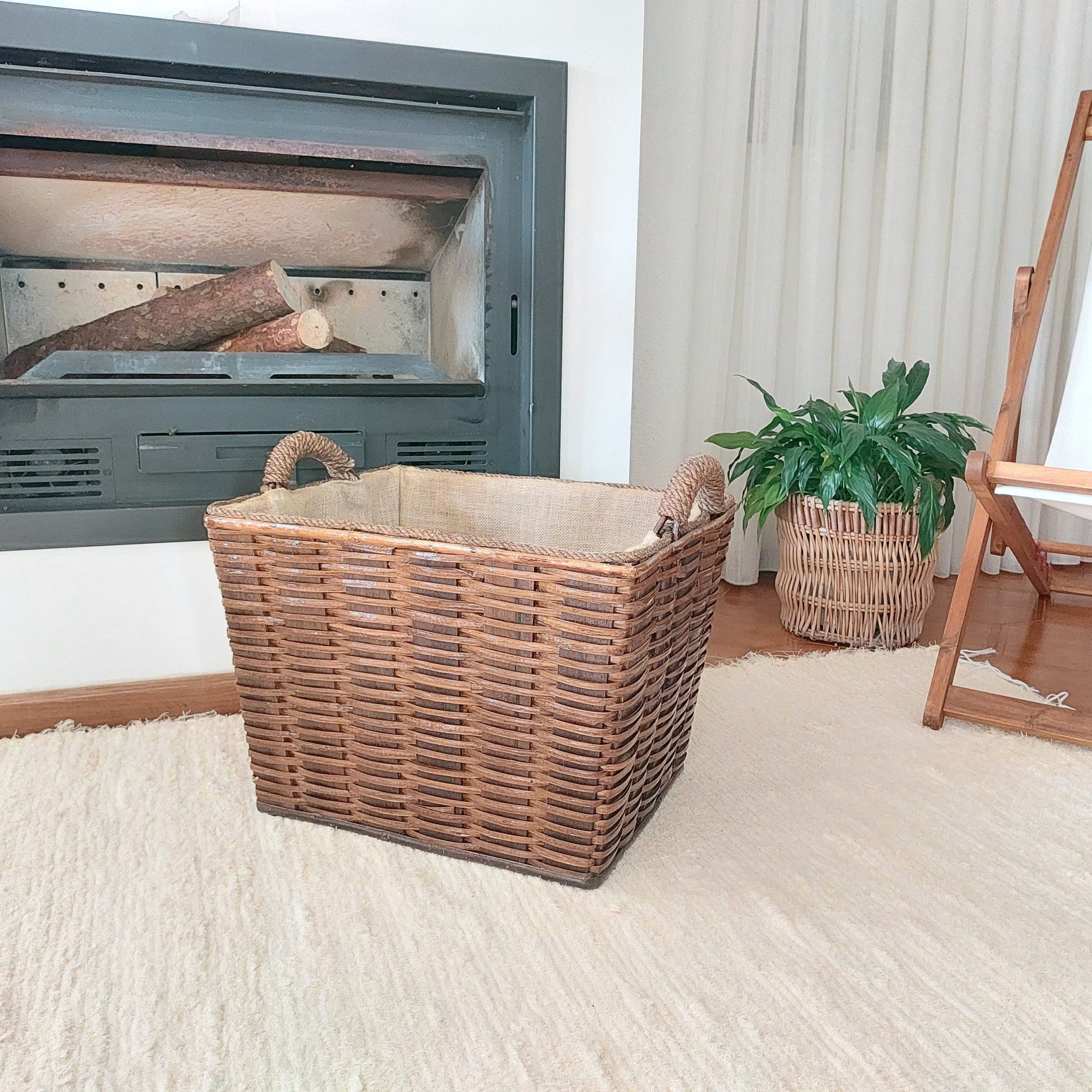 Wicker Firewood Basket Rectangular Basket PadaWorks