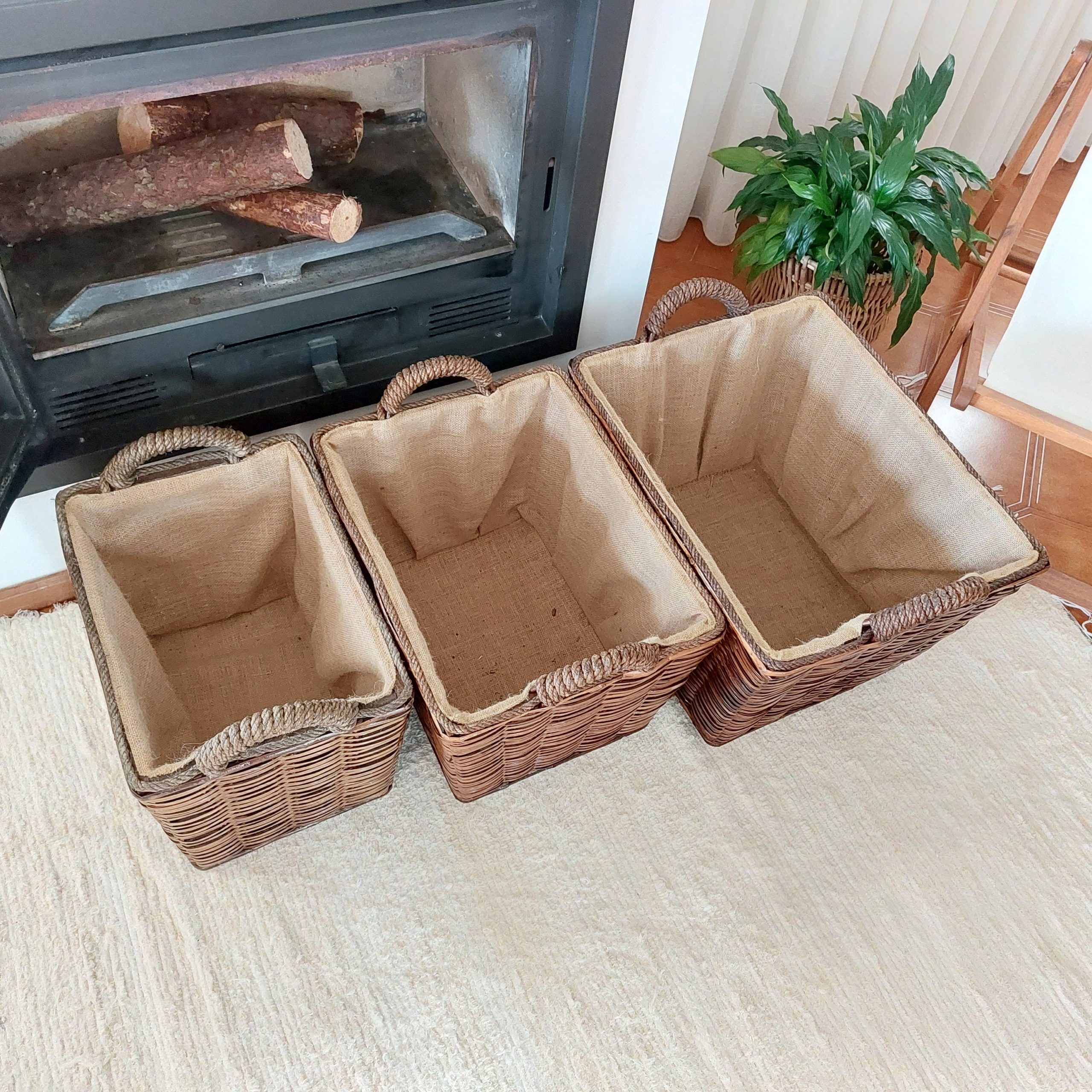 Wicker Firewood Basket Rectangular Basket PadaWorks