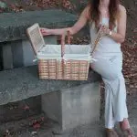 Color Wicker Picnic Basket - Rectangular Cream - Large