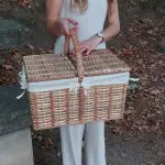 Color Wicker Picnic Basket - Rectangular Cream - Large