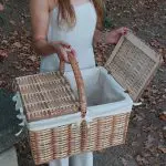Color Wicker Picnic Basket - Rectangular Cream - Large