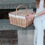 Color Wicker Picnic Basket - Rectangular Cream - Large