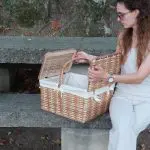Color Wicker Picnic Basket - Rectangular Cream - Large