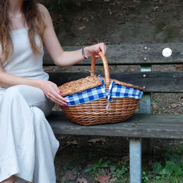 Wicker Picnic Basket - Oval Blue - Medium