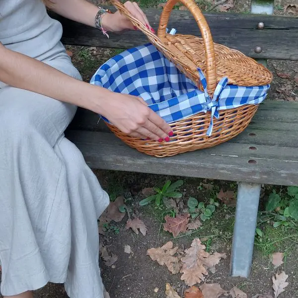 Wicker Picnic Basket - Oval Blue - Medium