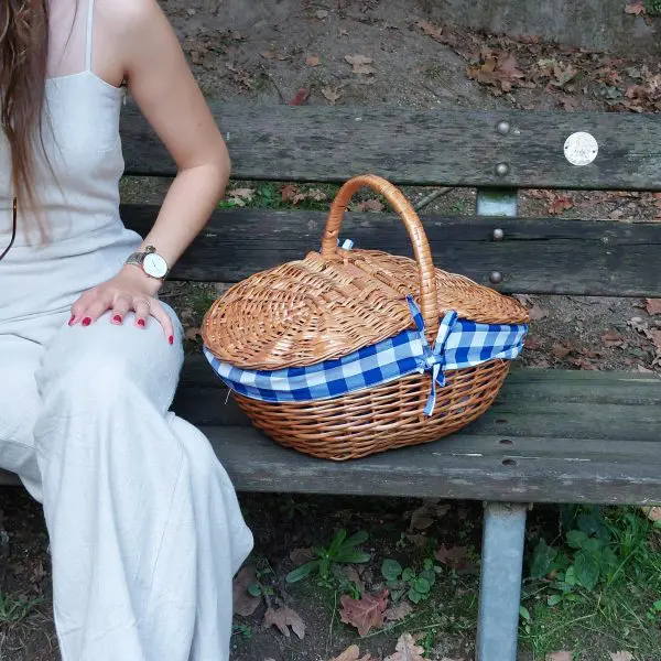 Wicker Picnic Basket - Oval Blue - Medium