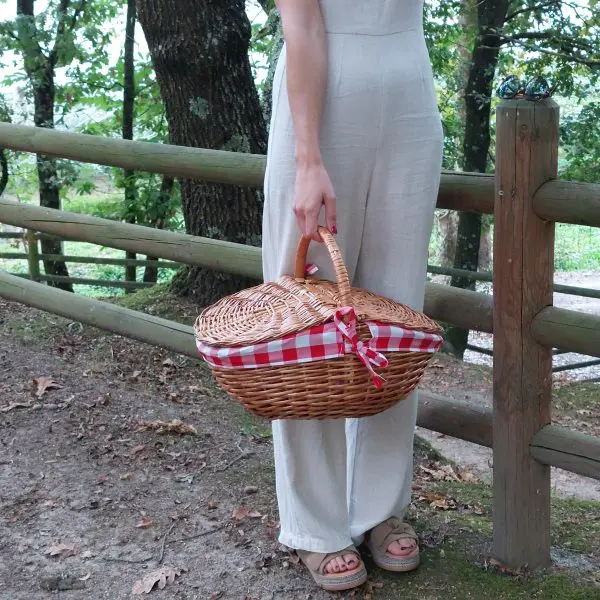 Wicker Picnic Basket - Oval Red - Medium