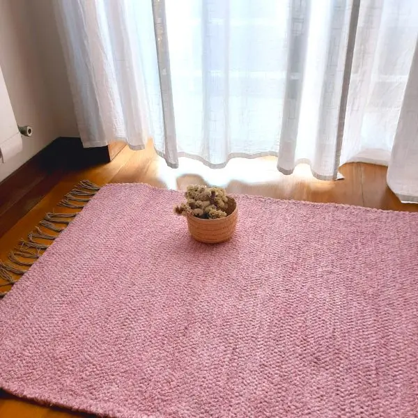 Small Light Pink Rug- 60x110cm - Ring Line Rug