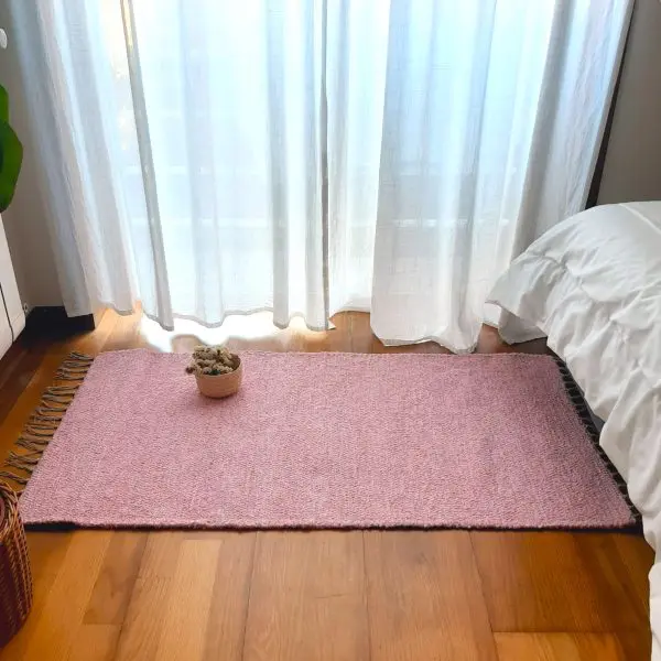 Small Light Pink Rug- 60x110cm - Ring Line Rug