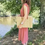 Reed Shoulder Bag with Leather Handles