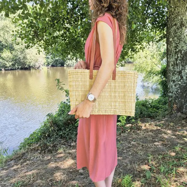 Reed Shoulder Bag with Leather Handles