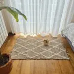 Small Light Brown and Cream Diamond Rug - 50x100cm - Soft Rug