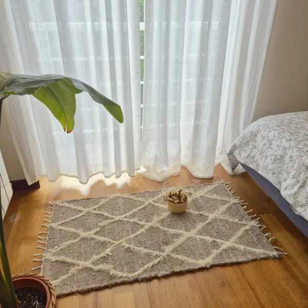 Small Light Brown and Cream Diamond Rug - 50x100cm - Soft Rug