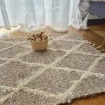 Small Light Brown and Cream Diamond Rug - 50x100cm - Soft Rug