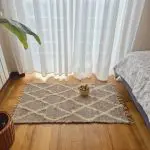 Small Light Brown and Cream Diamond Rug - 50x100cm - Soft Rug