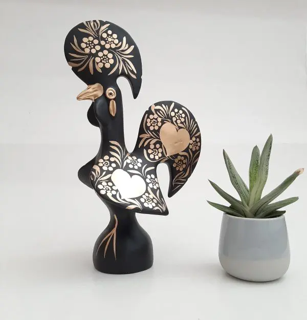 Large Black and Gold Portuguese Rooster - 30cm