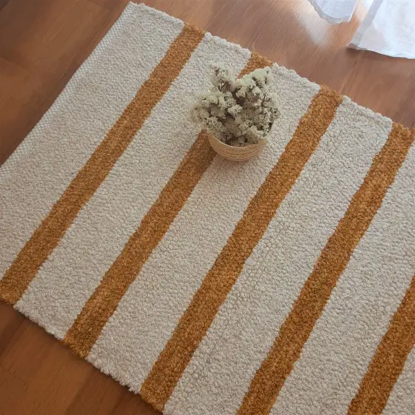 Small Cream and Yellow Rug - 60x100cm - Ring Line Rug