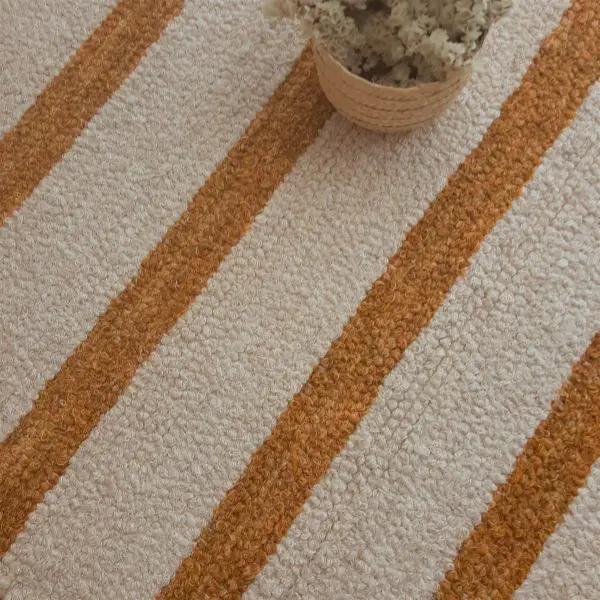 Small Cream and Yellow Rug - 60x100cm - Ring Line Rug