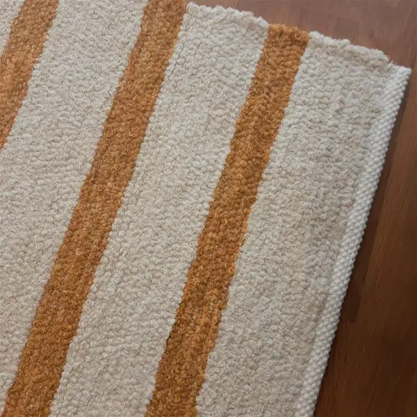 Small Cream and Yellow Rug - 60x100cm - Ring Line Rug