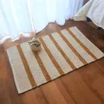 Small Cream and Yellow Rug - 60x100cm - Ring Line Rug