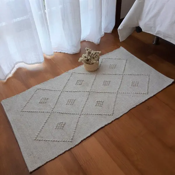 Small Beige Rug - 50x100cm - Knotted Rug