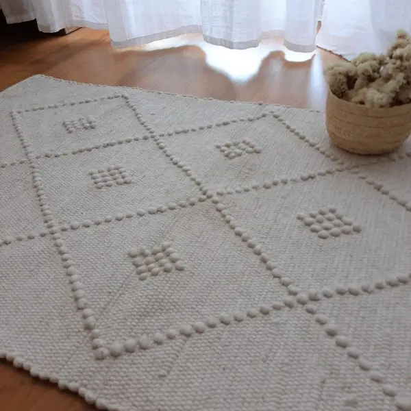 Small Beige Rug - 50x100cm - Knotted Rug