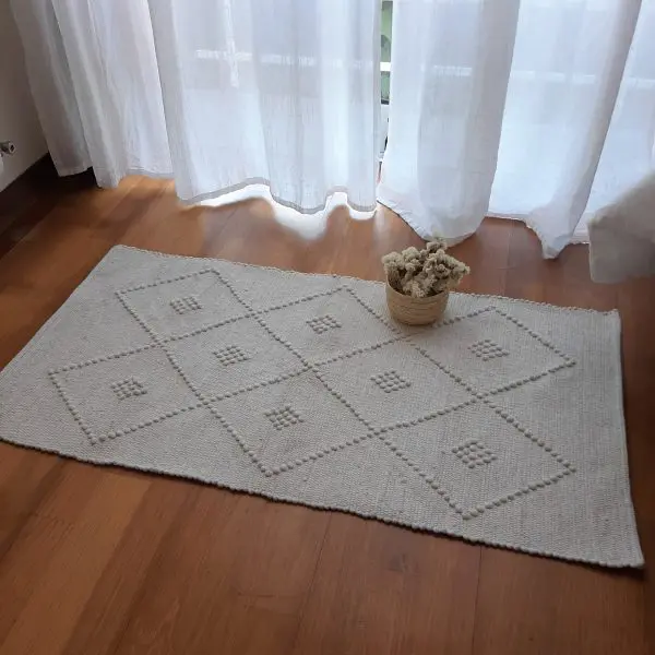 Small Beige Rug - 50x100cm - Knotted Rug