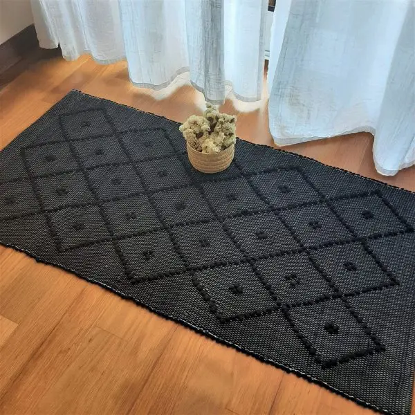 small black rug knotted