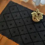 Small Black Rug - 50x100cm - Knotted Rug