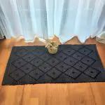 Small Black Rug - 50x100cm - Knotted Rug