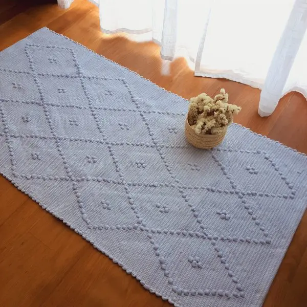Small Pastel Blue Rug - 50x100cm - Knotted Rug
