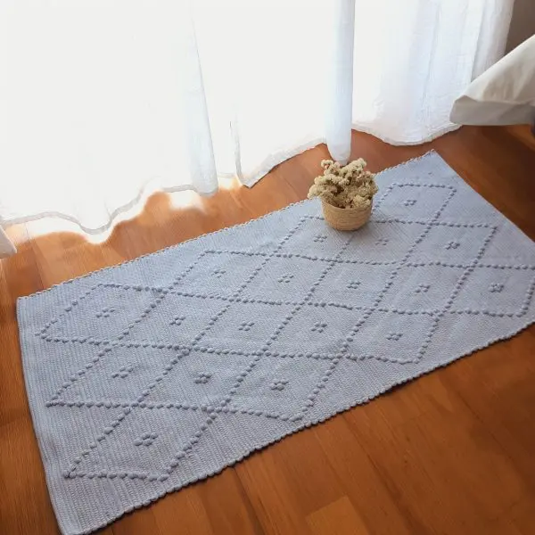 Small Pastel Blue Rug - 50x100cm - Knotted Rug