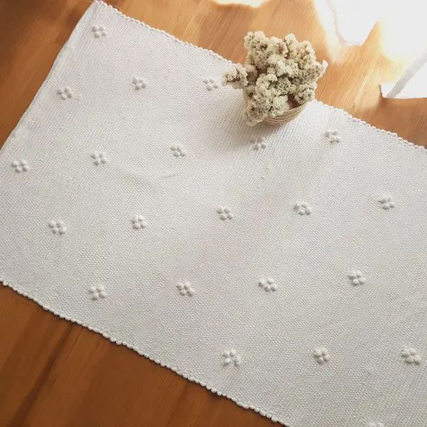 Small White Rug - 50x100cm - Knotted Rug