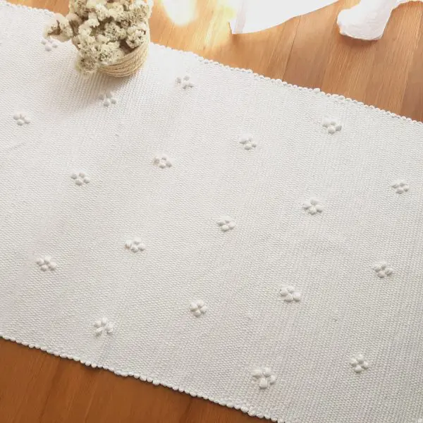 Small White Rug - 50x100cm - Knotted Rug
