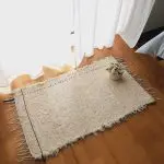 Small Cream Rug With Black Line L - 50x100cm - Soft Rug
