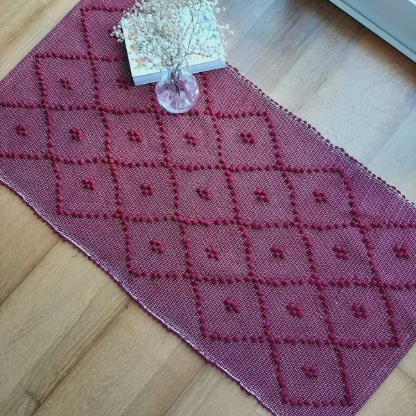 Small Red Wine Rug - 50x100cm - Knotted Rug