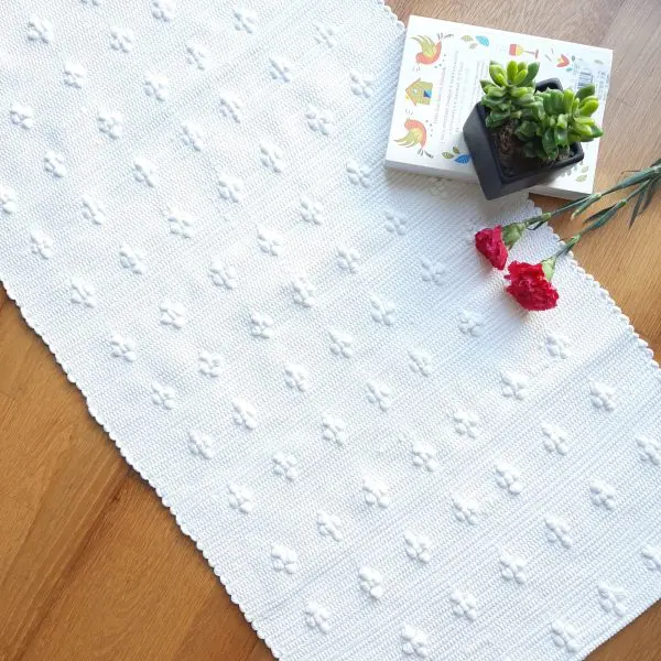 Small White Rug - Knotted Rug