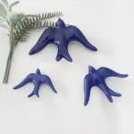 Glazed Dark Blue Swallows Wall Hanging Decor