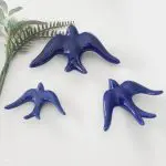 Glazed Dark Blue Swallows Wall Hanging Decor