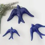 Glazed Dark Blue Swallows Wall Hanging Decor