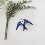 Glazed Dark Blue Swallows Wall Hanging Decor