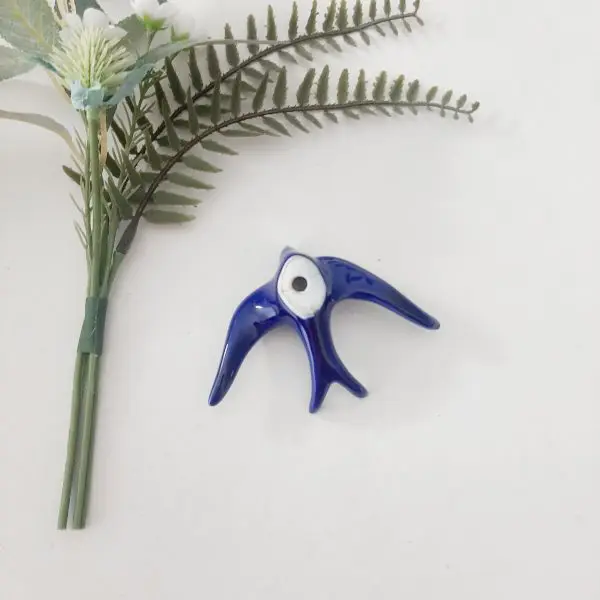 Glazed Dark Blue Swallows Wall Hanging Decor