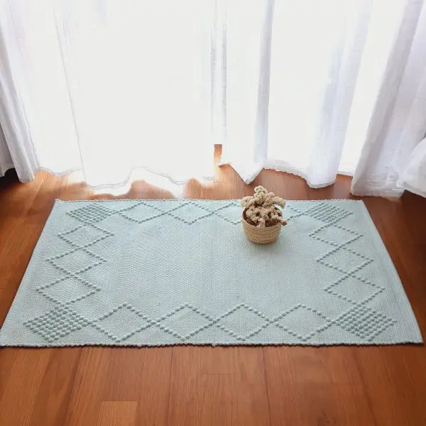 Small Light Sky Blue Rug - Knotted Rug