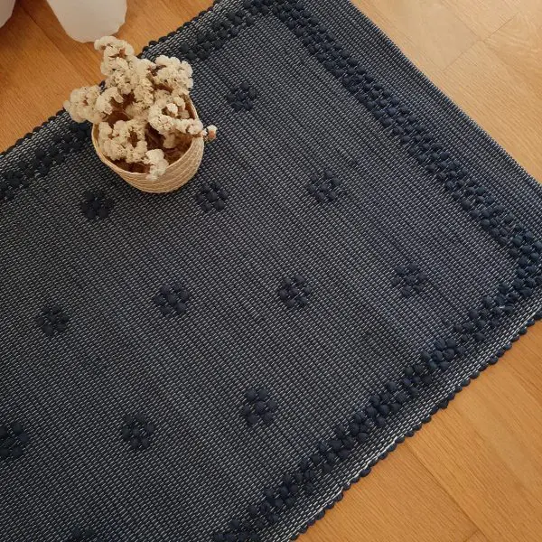 Small Marine Blue Rug - Knotted Rug