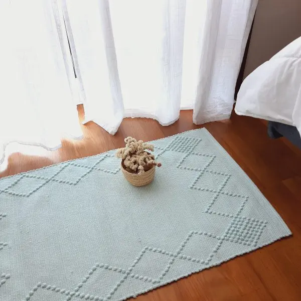 Small Light Sky Blue Rug - Knotted Rug