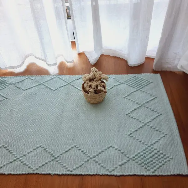 Small Light Sky Blue Rug - Knotted Rug
