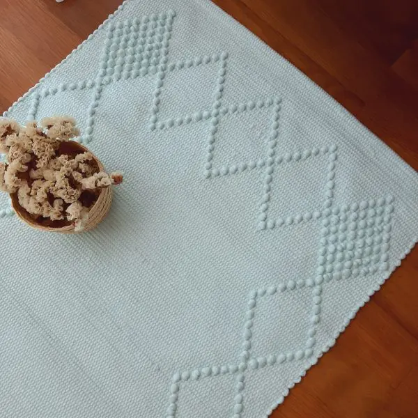 Small Light Sky Blue Rug - Knotted Rug