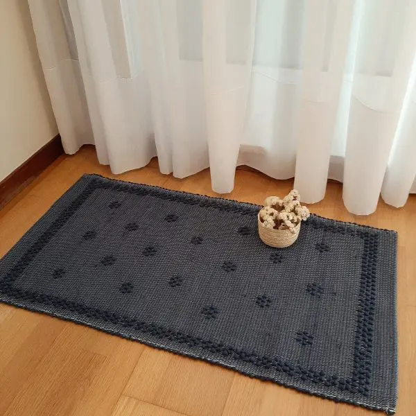 Small Marine Blue Rug - Knotted Rug