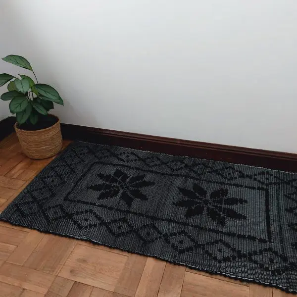 Small Black Rug - Knotted Rug