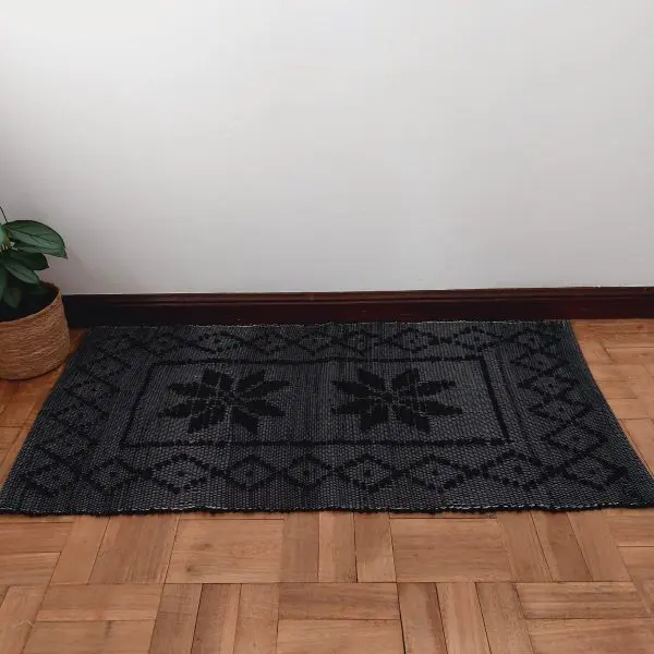 Small Black Rug - Knotted Rug